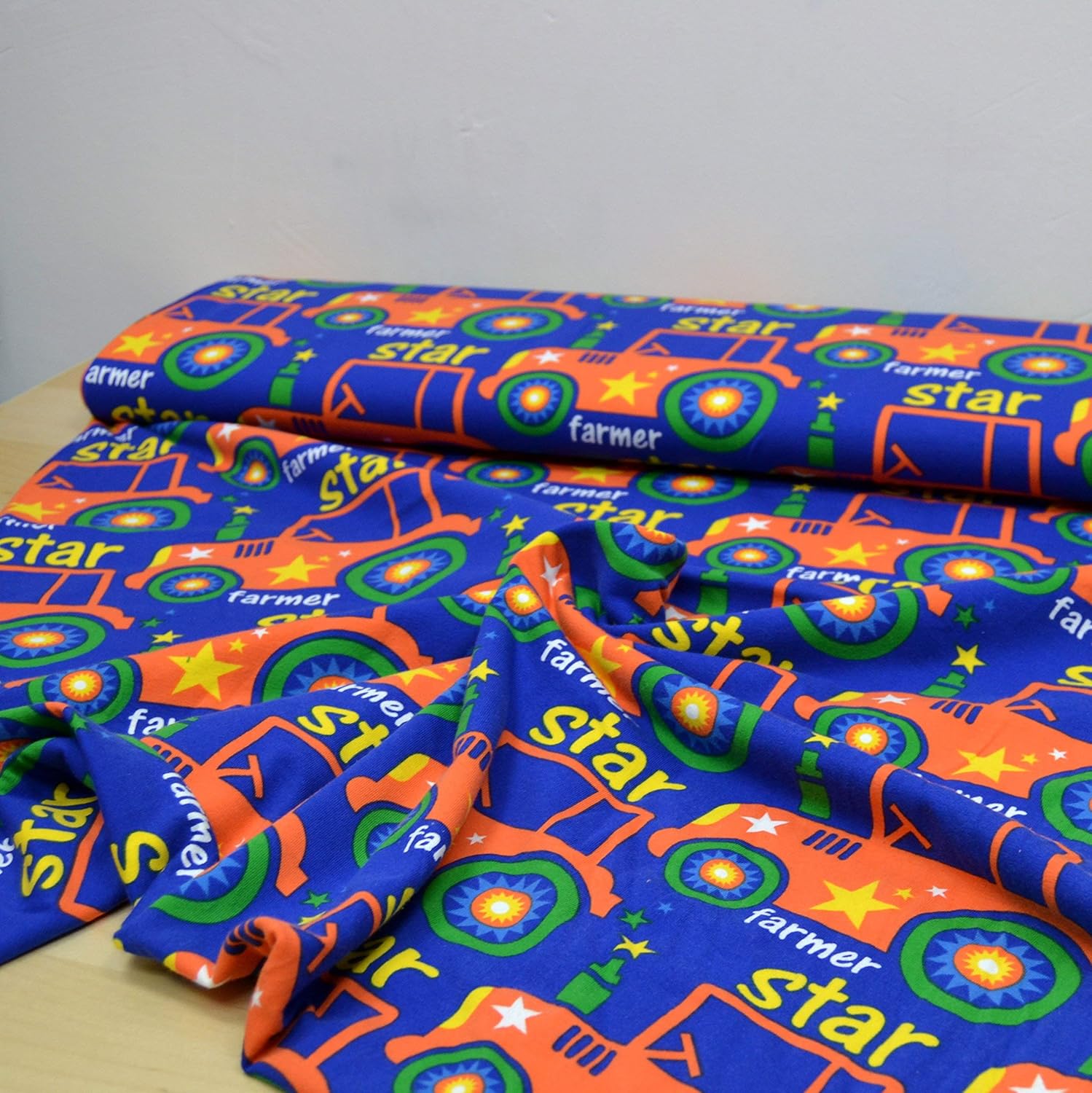 MAGAM-Stoffe Farmer-Star Jersey Kinder Stoff Bio Meterware 50cm