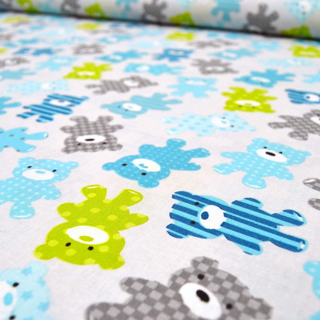 MAGAM-Stoffe Ruby Bärchen Baumwollstoff bunt Oeko-Tex Meterware 50cm (1. Grün Mint)