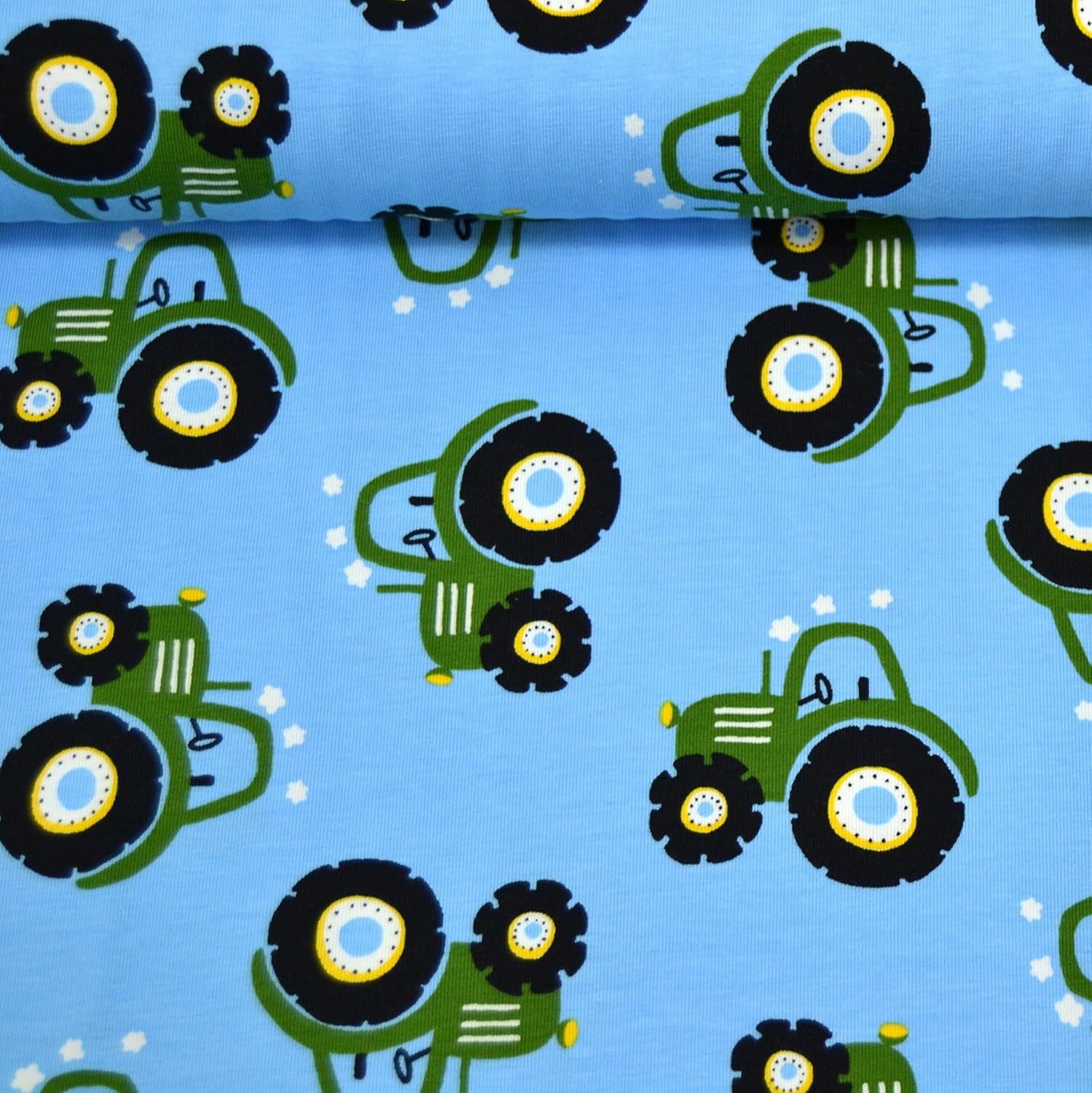 MAGAM-Stoffe Traktor Ben hellblau Jersey Stoff Oeko-Tex Meterware 50cm