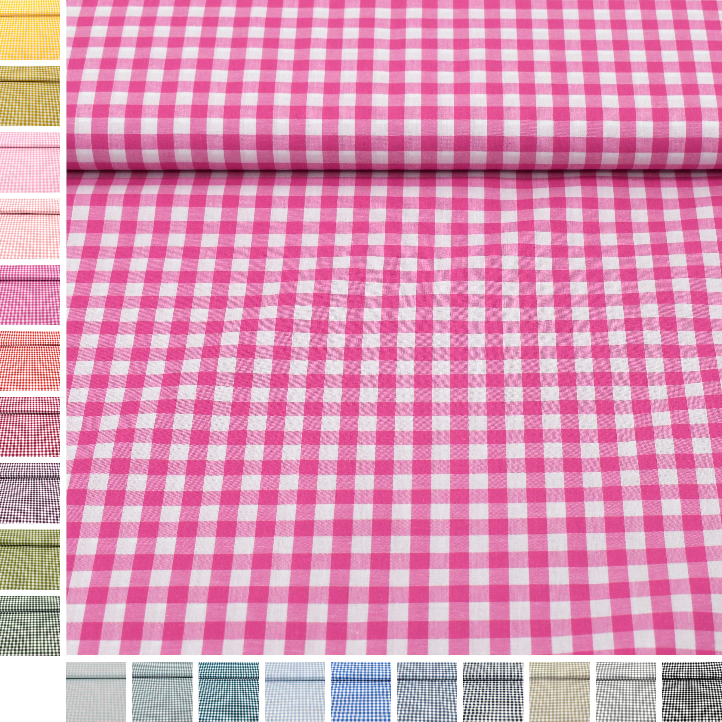 MAGAM-Stoffe Mona Vichy-Karo groß Baumwollstoff Oeko-Tex Meterware 50cm (20. Schwarz)