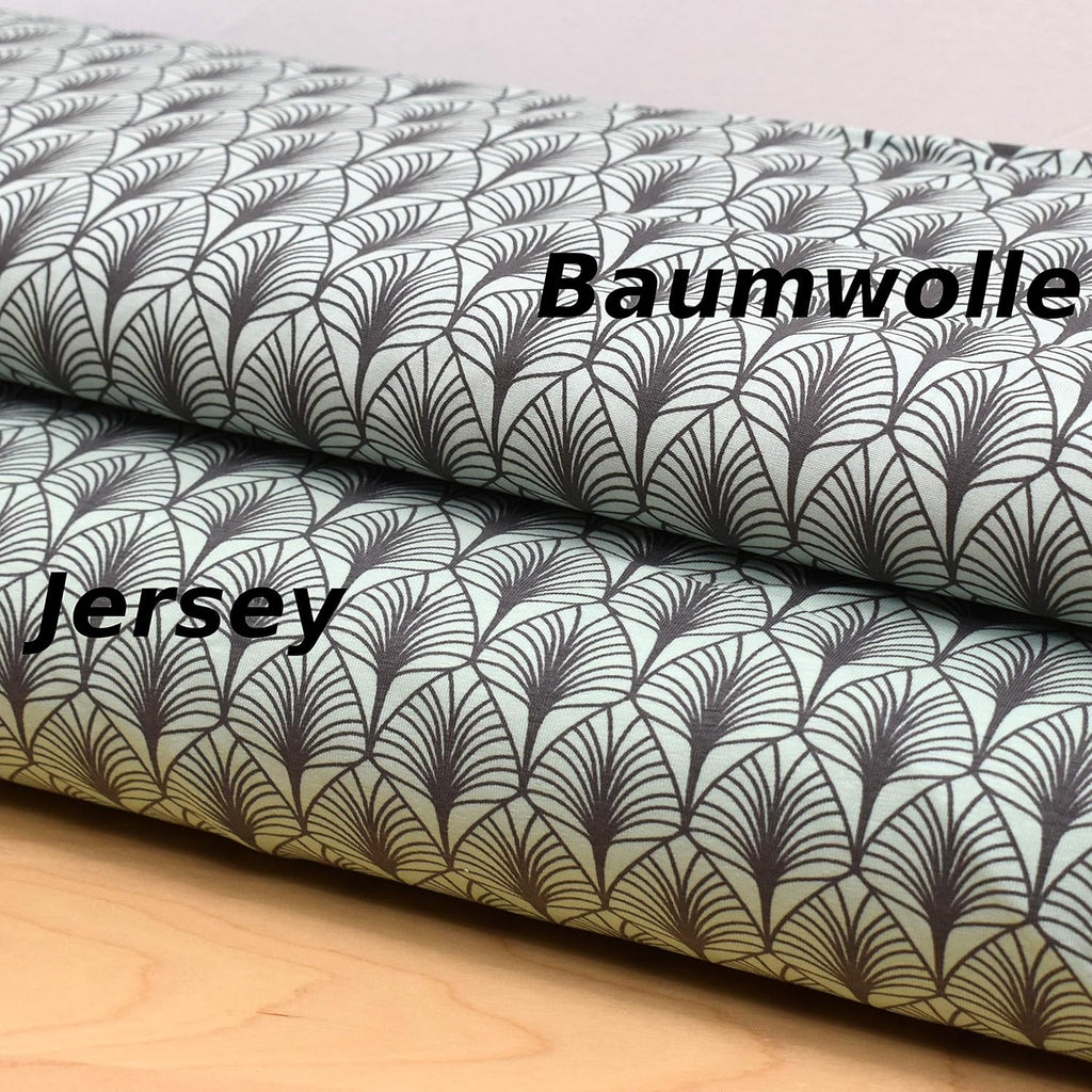 MAGAM-Stoffe Prag Blätter Jersey Stoff Oeko-Tex Meterware 50cm (Mint)