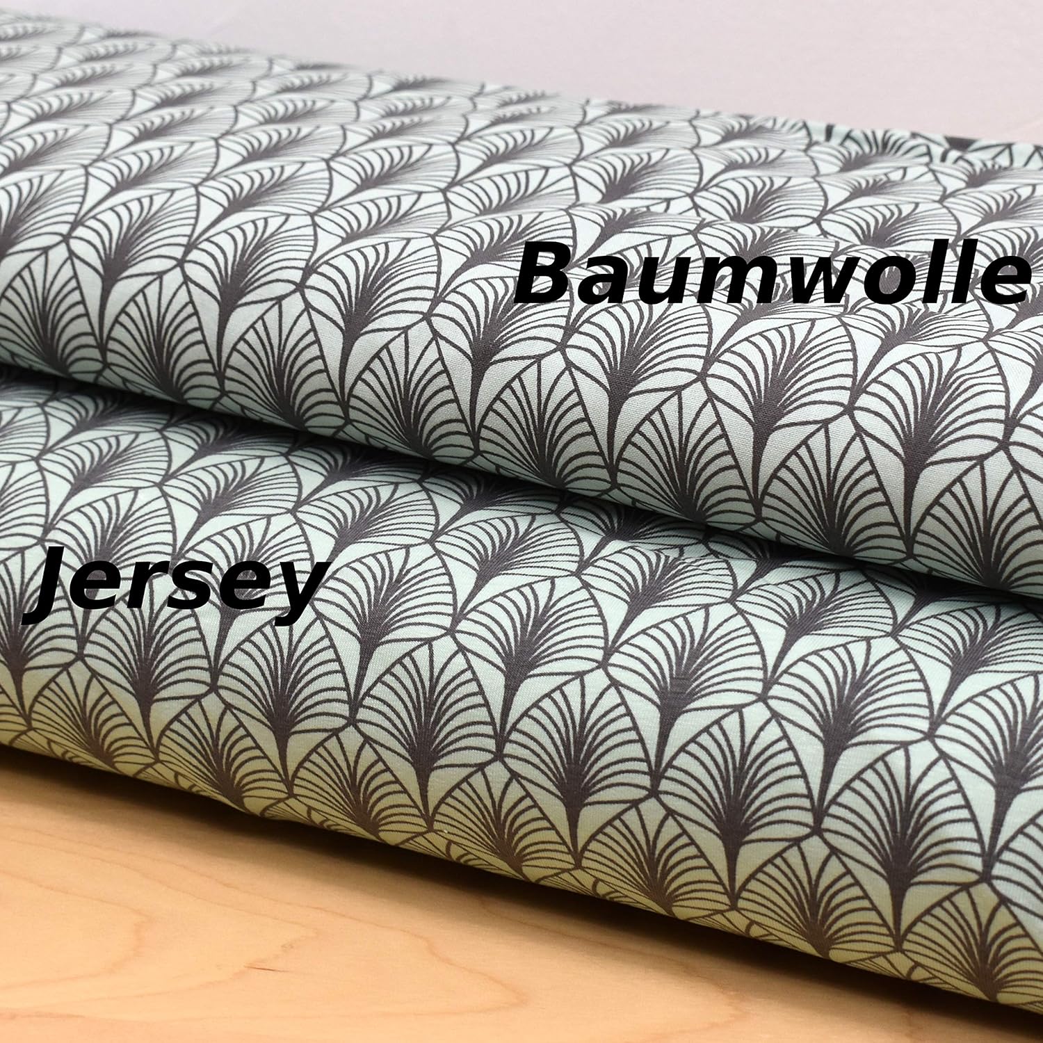 MAGAM-Stoffe Prag Blätter Jersey Stoff Oeko-Tex Meterware 50cm (Mint)