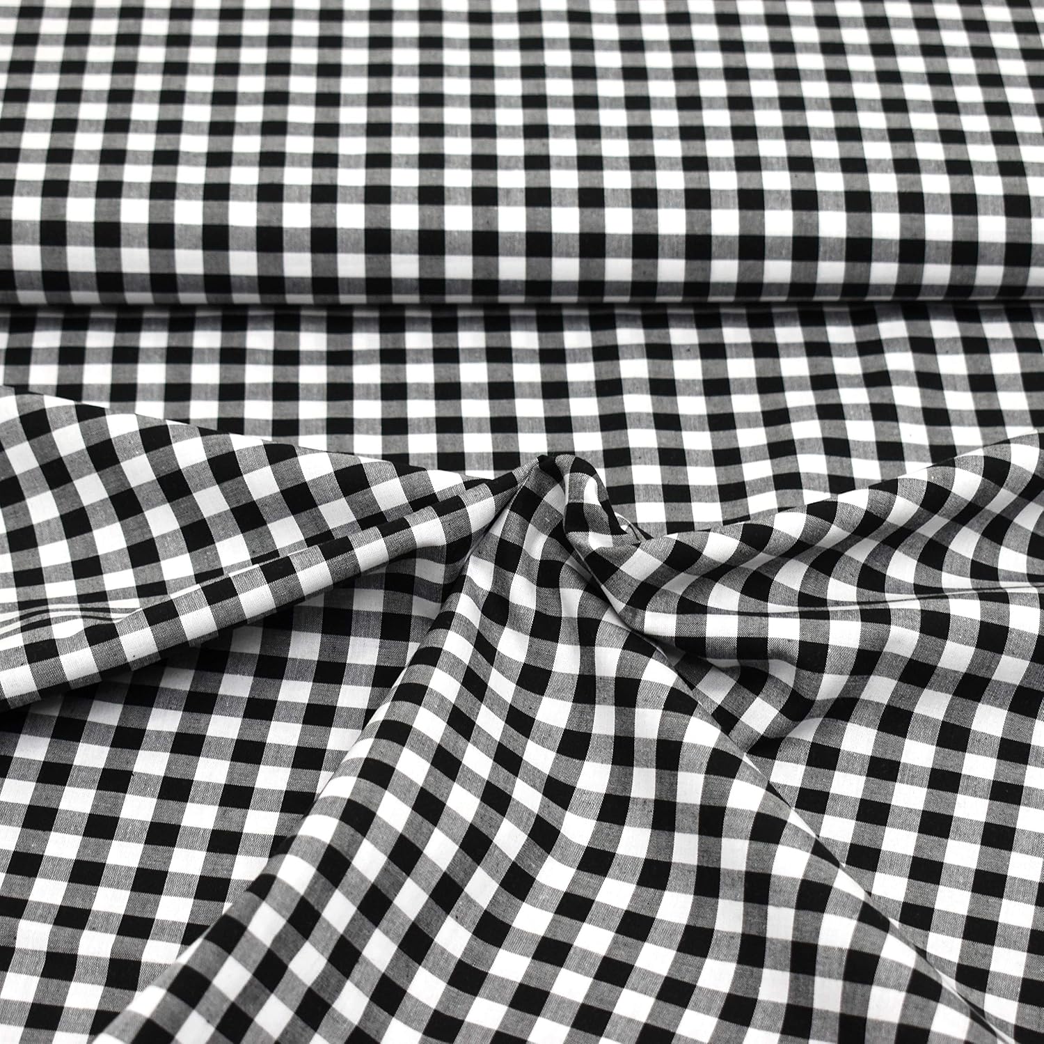 MAGAM-Stoffe Mona Vichy-Karo groß Baumwollstoff Oeko-Tex Meterware 50cm (20. Schwarz)