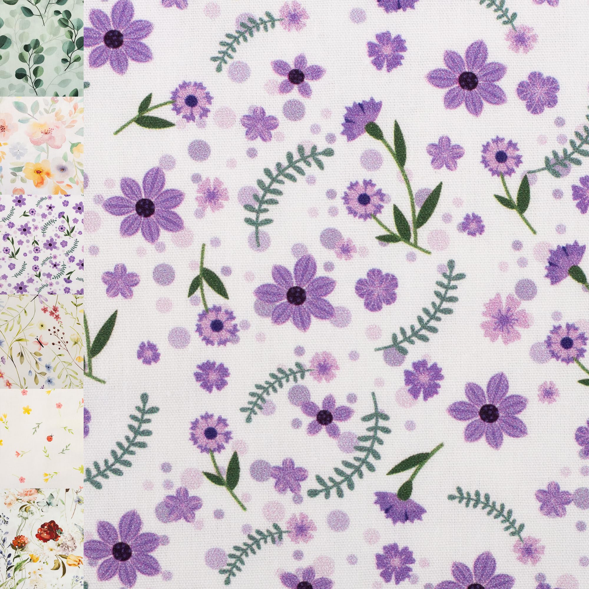 MAGAM-Stoffe Emma Blumen Baumwollstoff ÖKO-TEX Meterware ab 50cm (Marienkäfer)