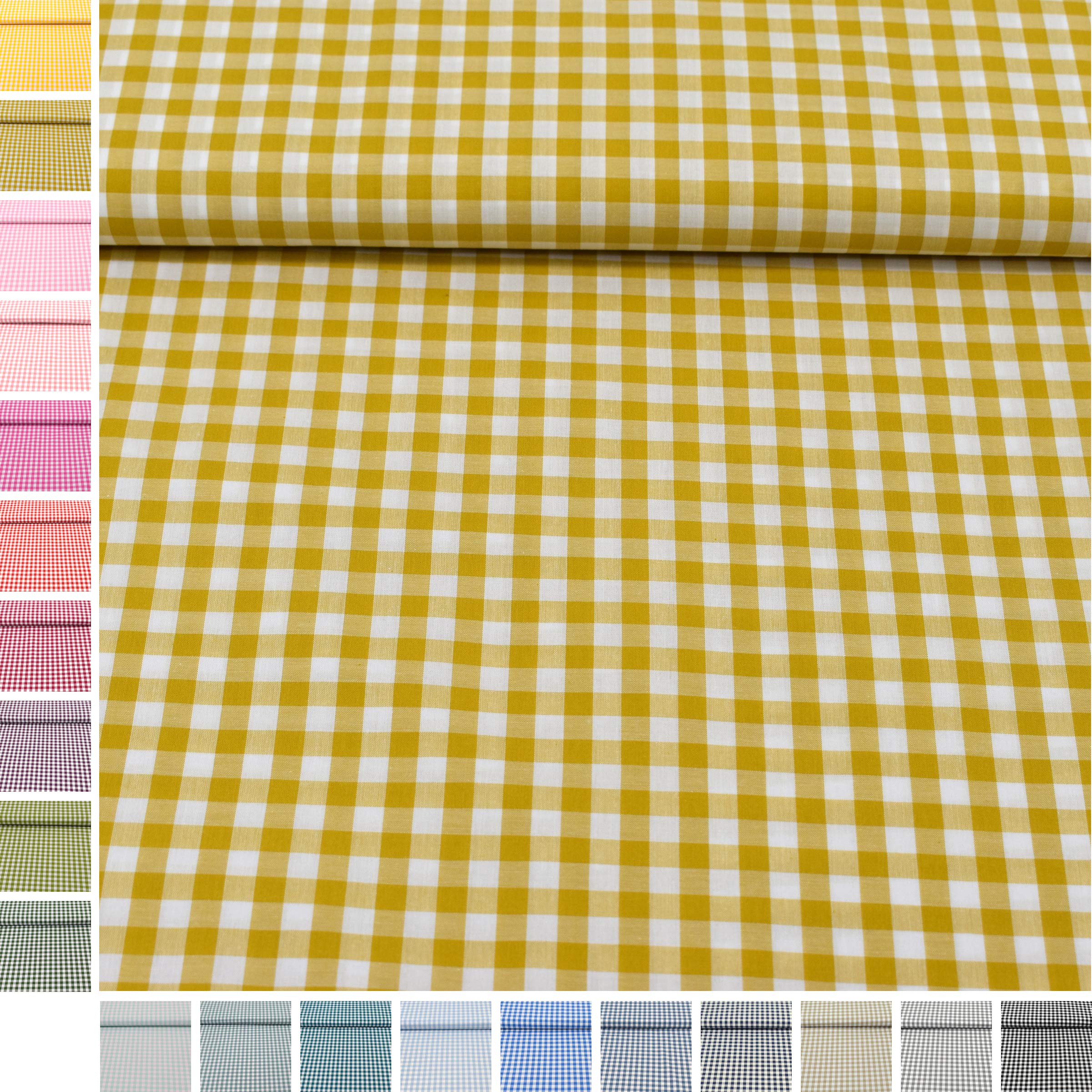 MAGAM-Stoffe Mona Vichy-Karo groß Baumwollstoff Oeko-Tex Meterware 50cm (20. Schwarz)