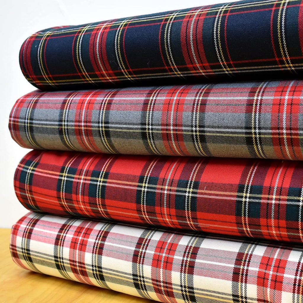 MAGAM-Stoffe Glen Schottenkaro Stoff Oeko-Tex Meterware 50cm (04. Weiß)