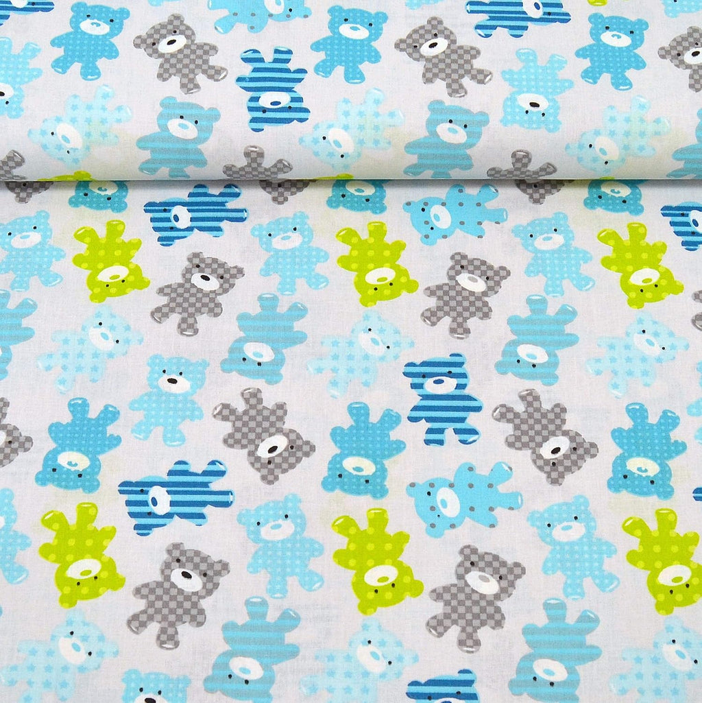 MAGAM-Stoffe Ruby Bärchen Baumwollstoff bunt Oeko-Tex Meterware 50cm (1. Grün Mint)