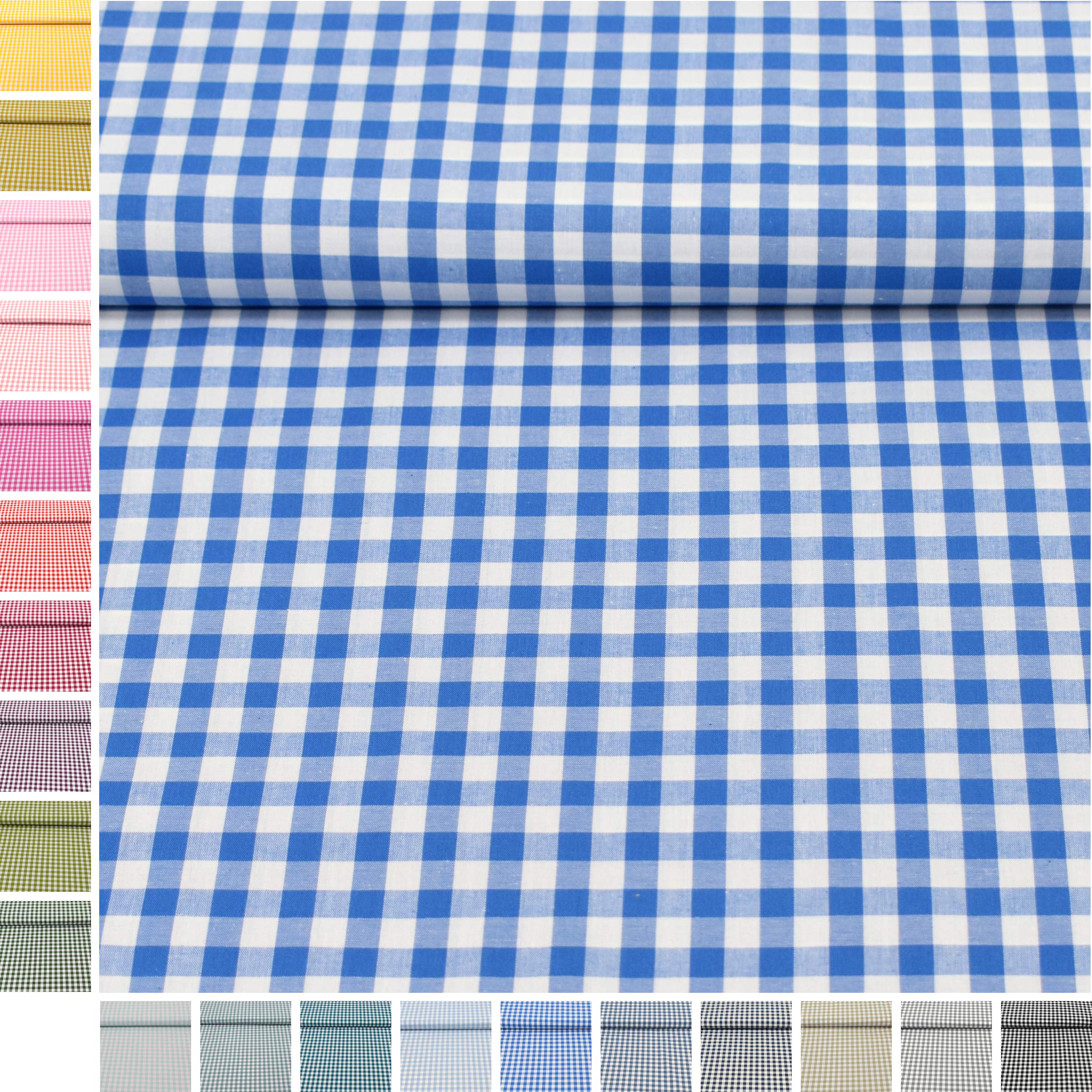 MAGAM-Stoffe Mona Vichy-Karo groß Baumwollstoff Oeko-Tex Meterware 50cm (20. Schwarz)