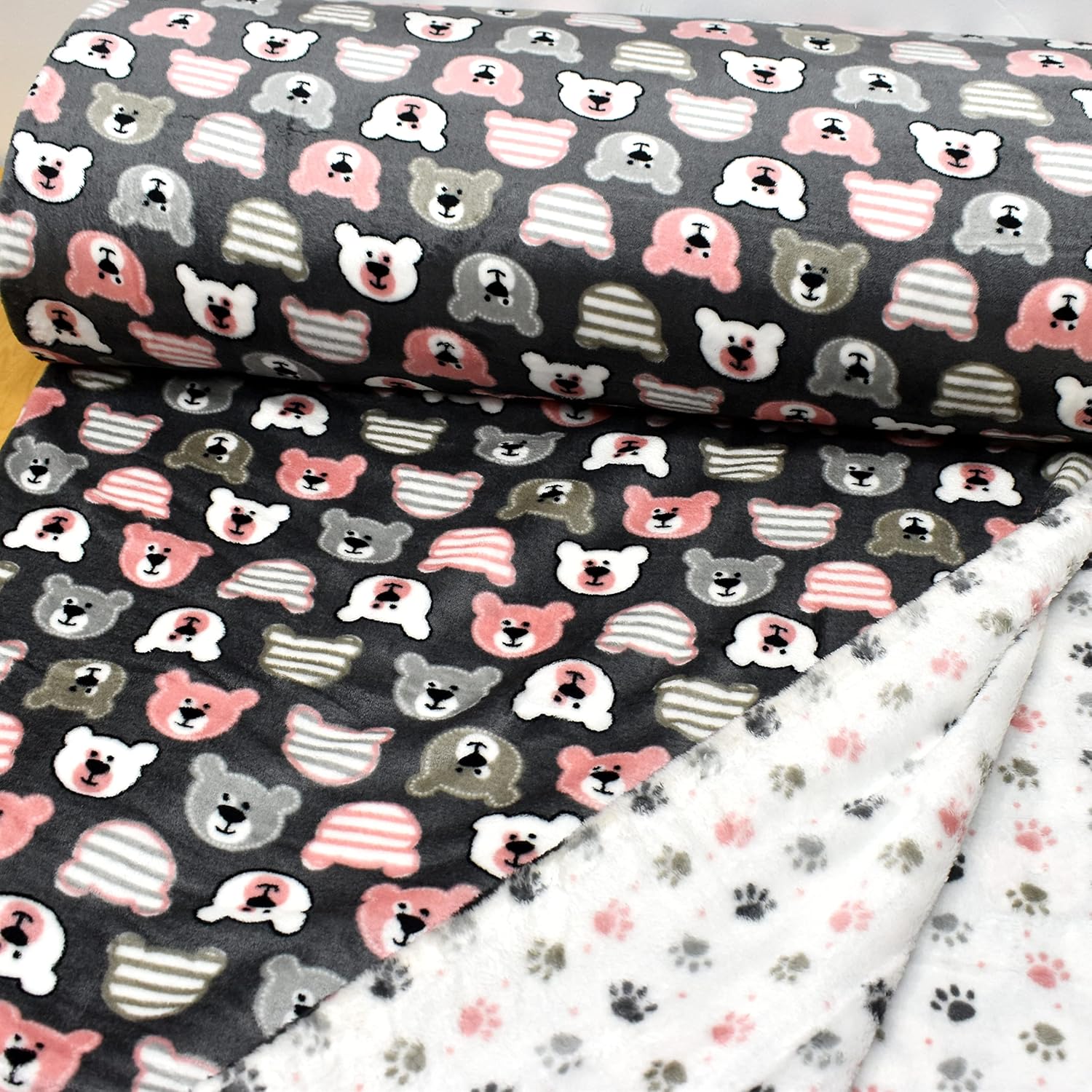 MAGAM-Stoffe Simon Bär Wellness Fleece Stoff Meterware 50cm (Dunkelgrau)