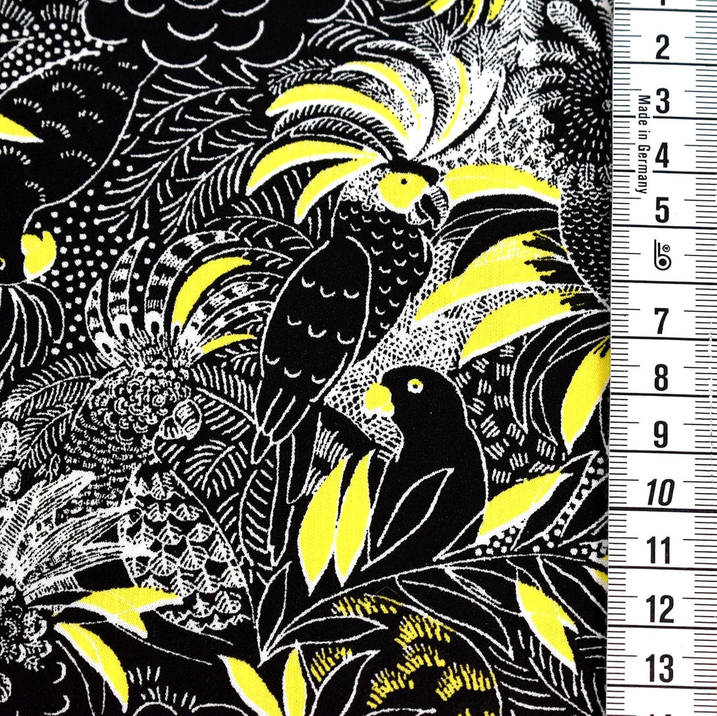 MAGAM-Stoffe Papageien Paradies Baumwollstoff Kinder Meterware 50cm (Schwarz)