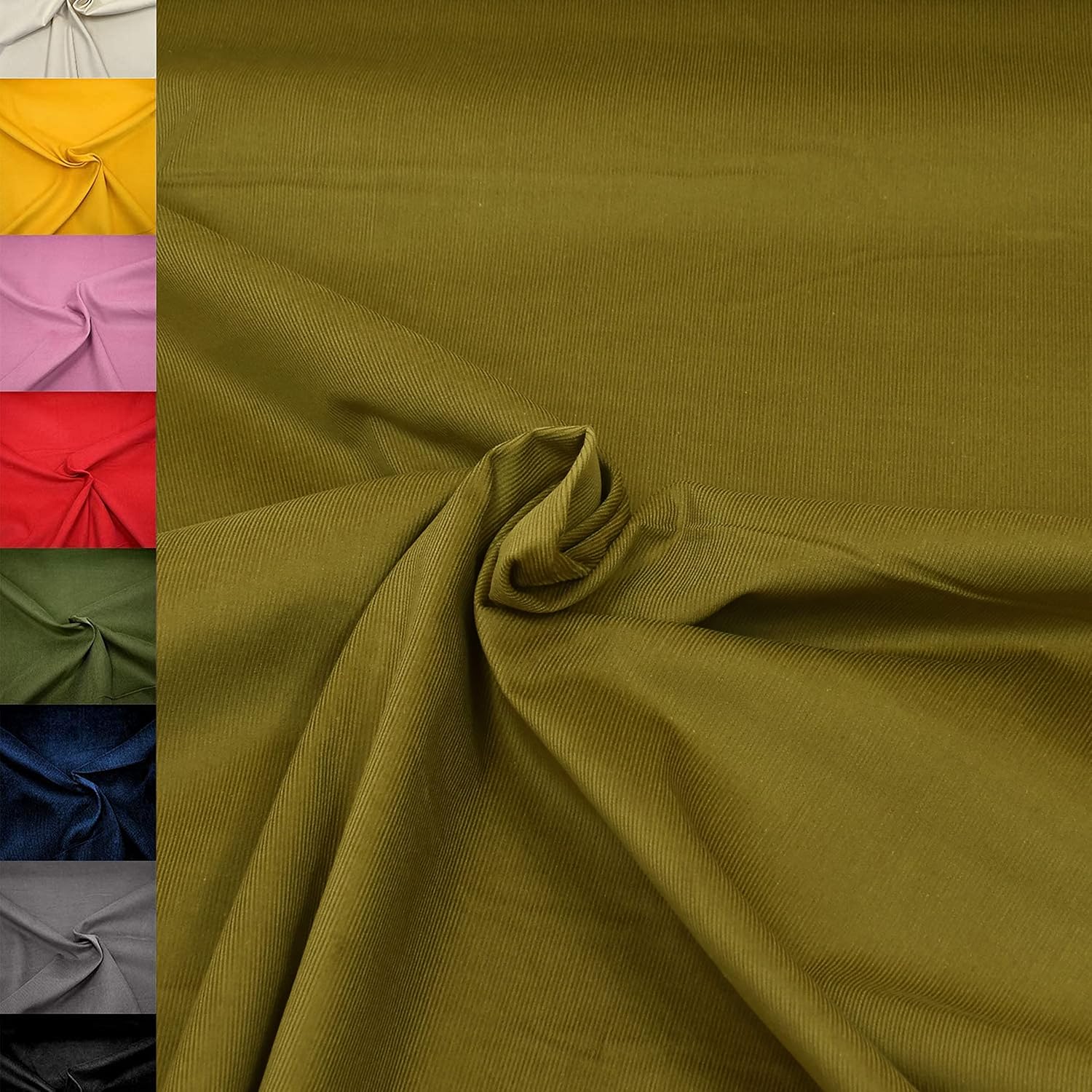 MAGAM-Stoffe Lasse Babycord Feincord Stoff uni 100% Baumwolle Meterware 50cm (07. Haselnuss-Grün)