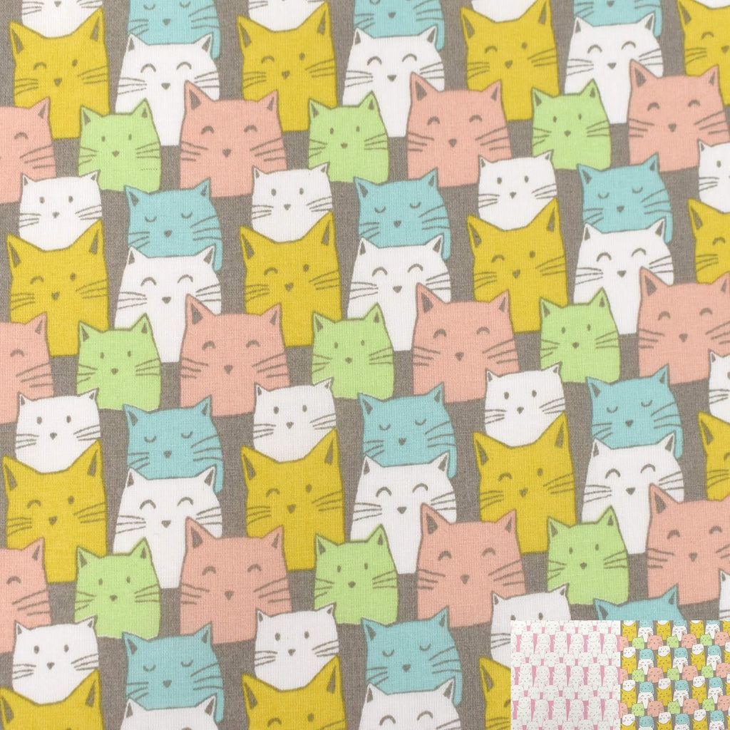 MAGAM-Stoffe Kitty Katze Baumwollstoff Oeko-Tex Meterware 50cm (02. Bunt)