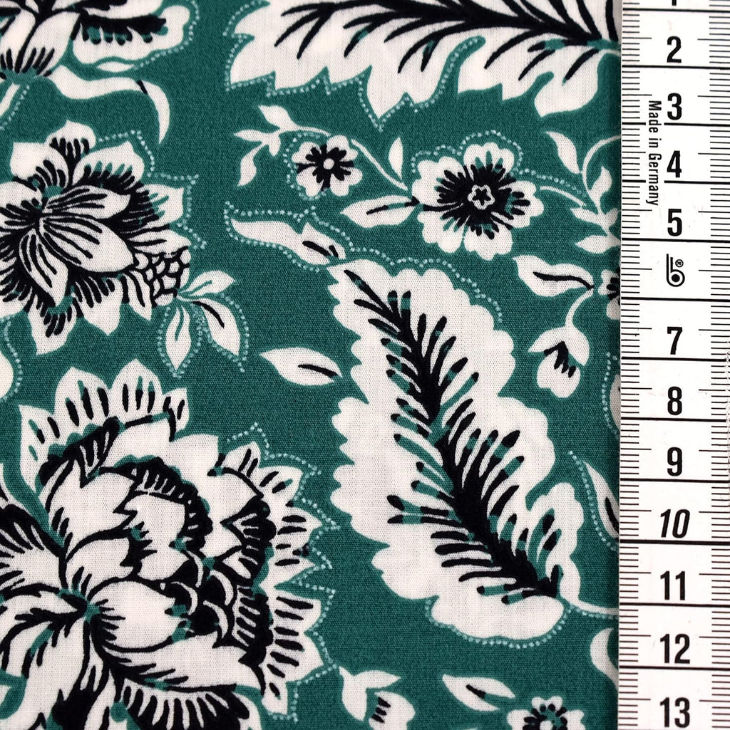 MAGAM-Stoffe Leyla Blumen Orient Baumwollstoff Meterware 50cm (Mint Grün)