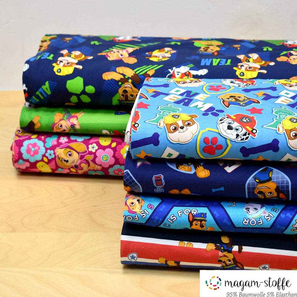 MAGAM-Stoffe Paw Jersey Kinder Stoff Oeko-Tex Meterware 50cm (12. Sky Regenbogen)