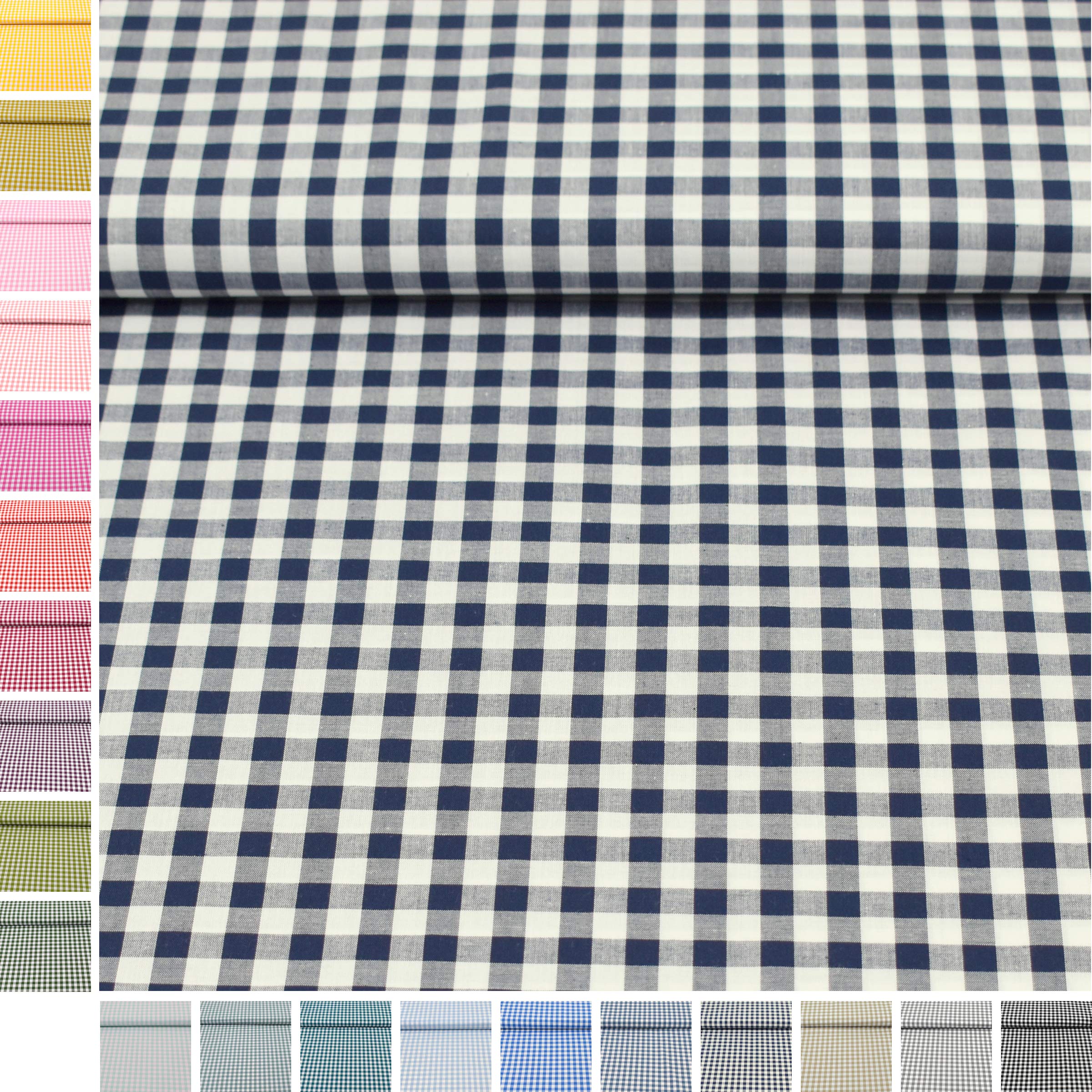 MAGAM-Stoffe Mona Vichy-Karo groß Baumwollstoff Oeko-Tex Meterware 50cm (20. Schwarz)