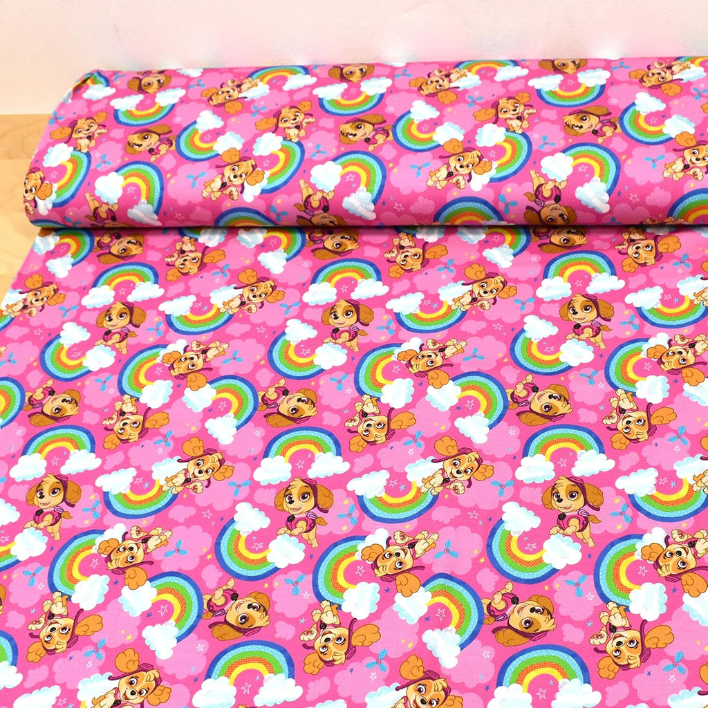 MAGAM-Stoffe Paw Jersey Kinder Stoff Oeko-Tex Meterware 50cm (12. Sky Regenbogen)