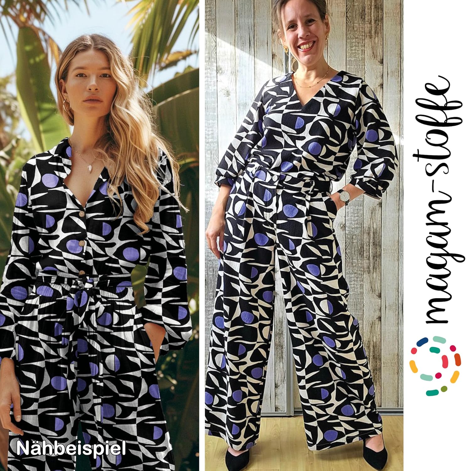 MAGAM-Stoffe Olivia Mode Stoff aus Holland Leinen Viskose Meterware ab 50cm (Lila)