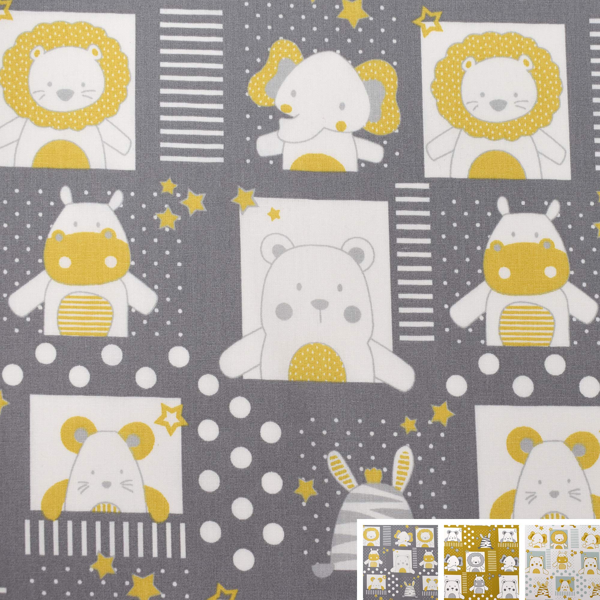 MAGAM-Stoffe Tier Portrait Baumwollstoff Oeko-Tex Meterware 50cm (02. Senf)