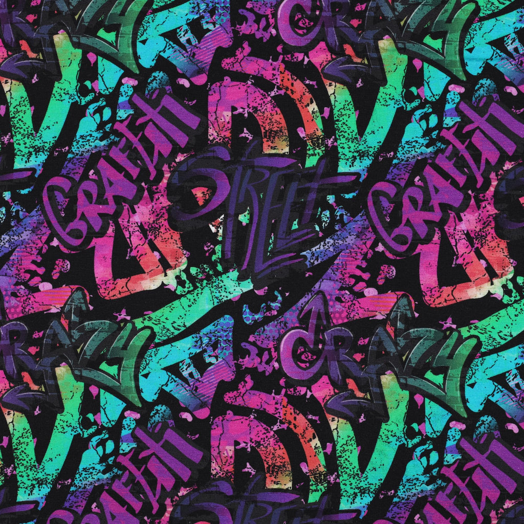 MAGAM-Stoffe Graffiti Jersey Kinder Stoff OEKO-TEX Meterware 50cm (Grün)