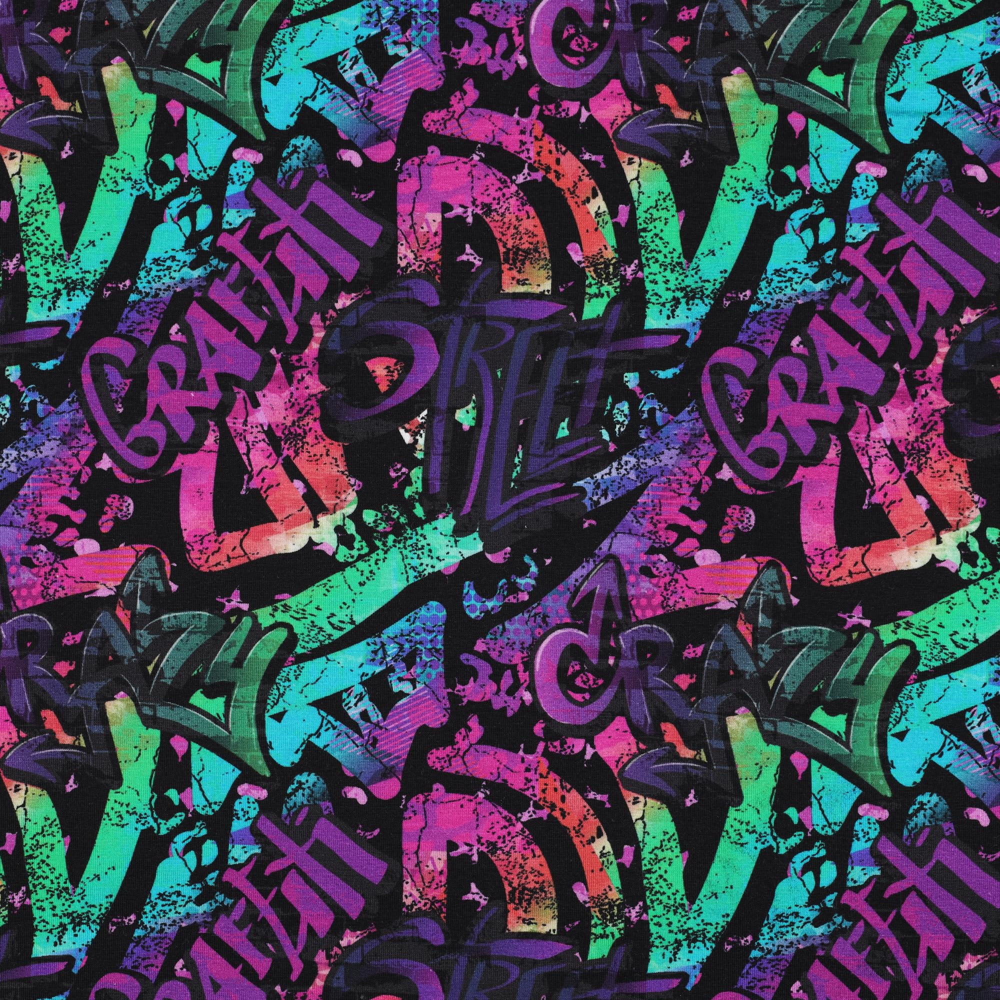 MAGAM-Stoffe Graffiti Jersey Kinder Stoff OEKO-TEX Meterware 50cm (Grün)