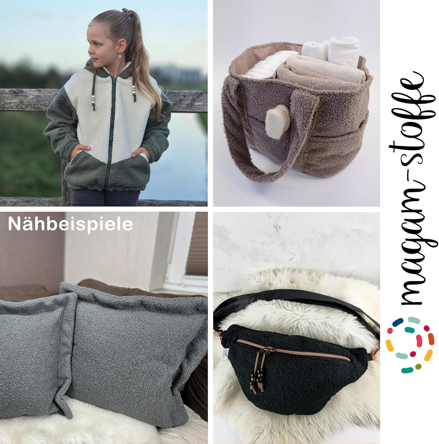 MAGAM-Stoffe Linus Teddy super weicher Teddyfell Boucle Meterware ab 50cm (04. Dunkelgrau)