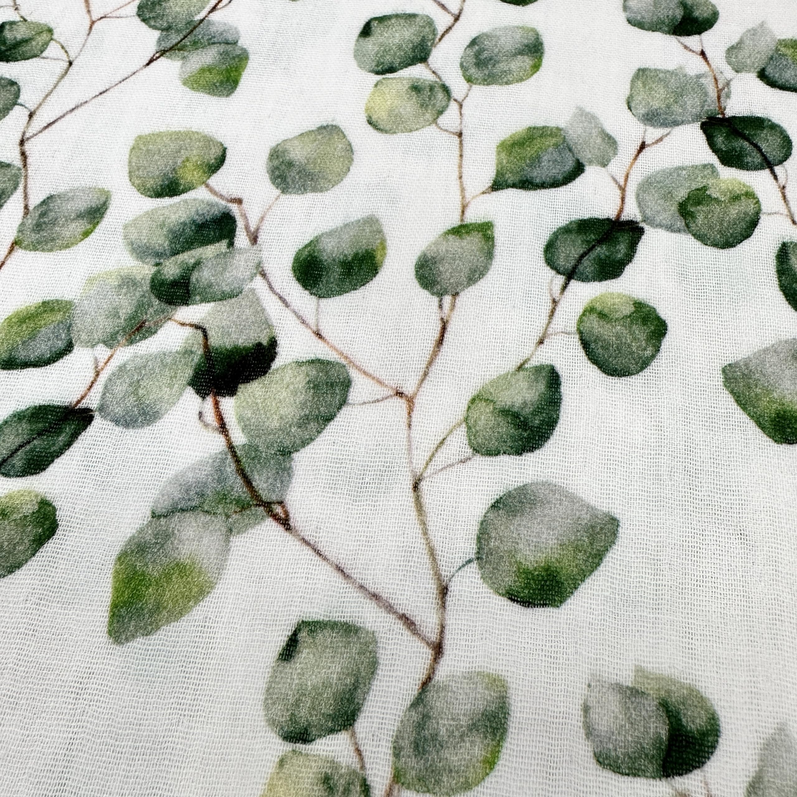 MAGAM-Stoffe Paul Musselin Mulltuch Kinder Baumwollstoff Oeko-Tex Meterware 50cm (Haselnuss & bunte Blätter)