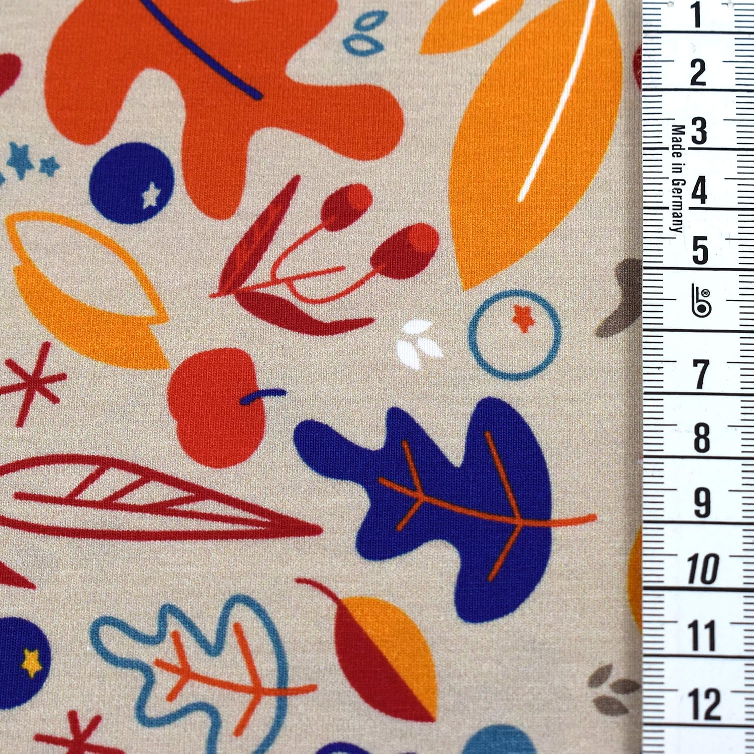 MAGAM-Stoffe Blätter-Tanz Jersey Stoff Oeko-Tex Meterware 50cm (Beige)