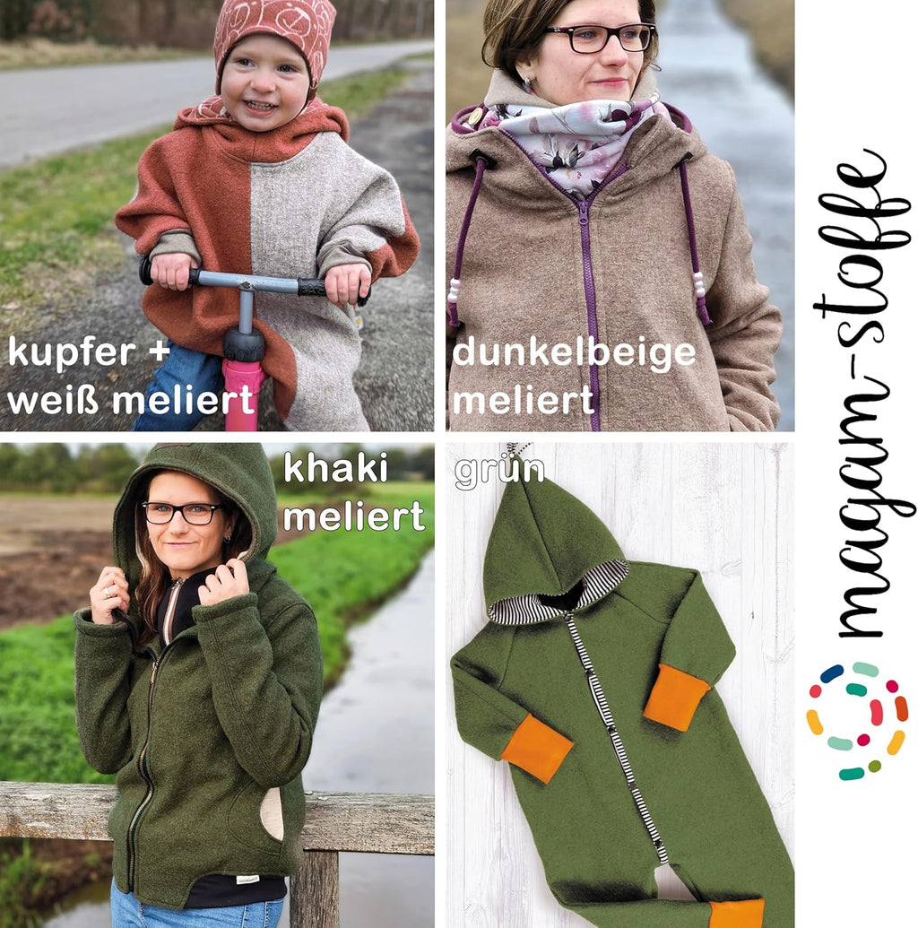 MAGAM-Stoffe Walkloden Wollstoff 100% reine Schurwolle Meterware 50cm (11. Grün)