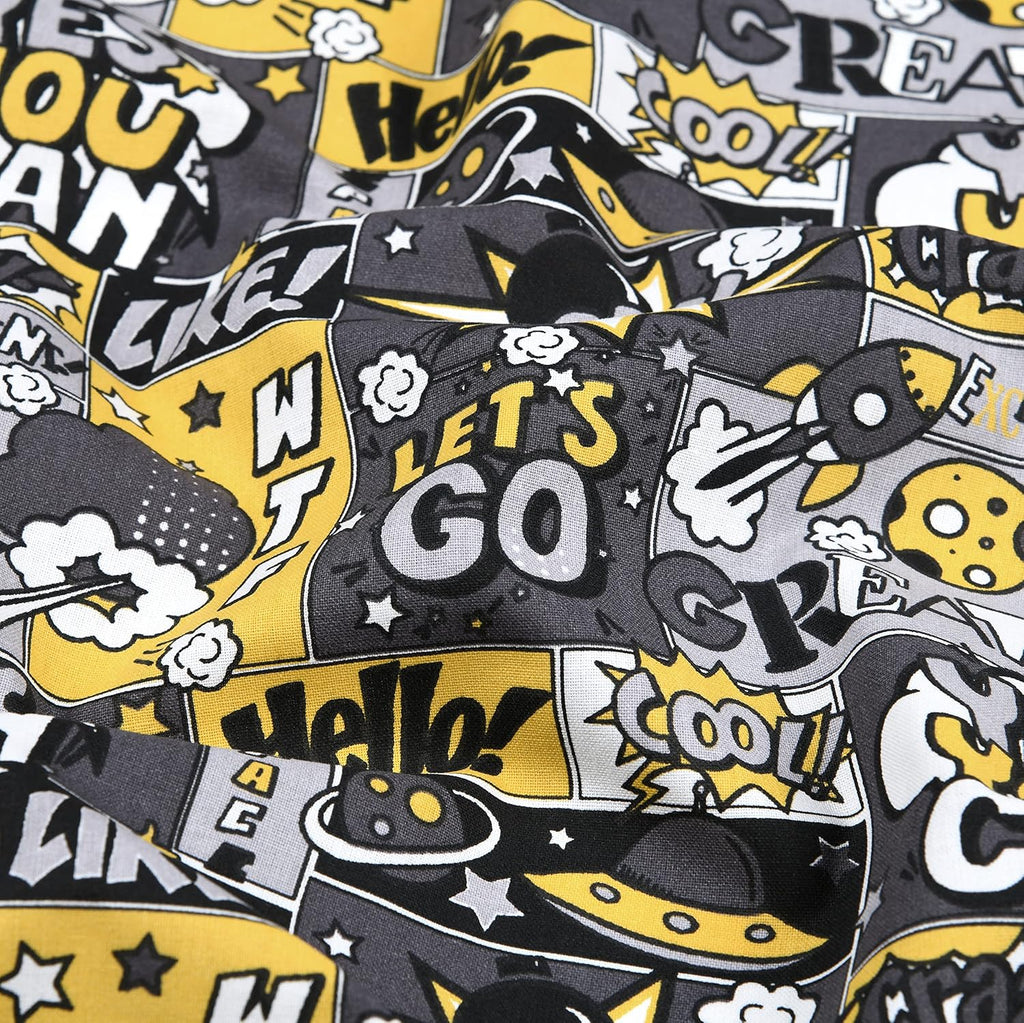 MAGAM-Stoffe Yes You Can Kinderstoff Oeko-Tex Meterware 50cm (100% Baumwolle grau)