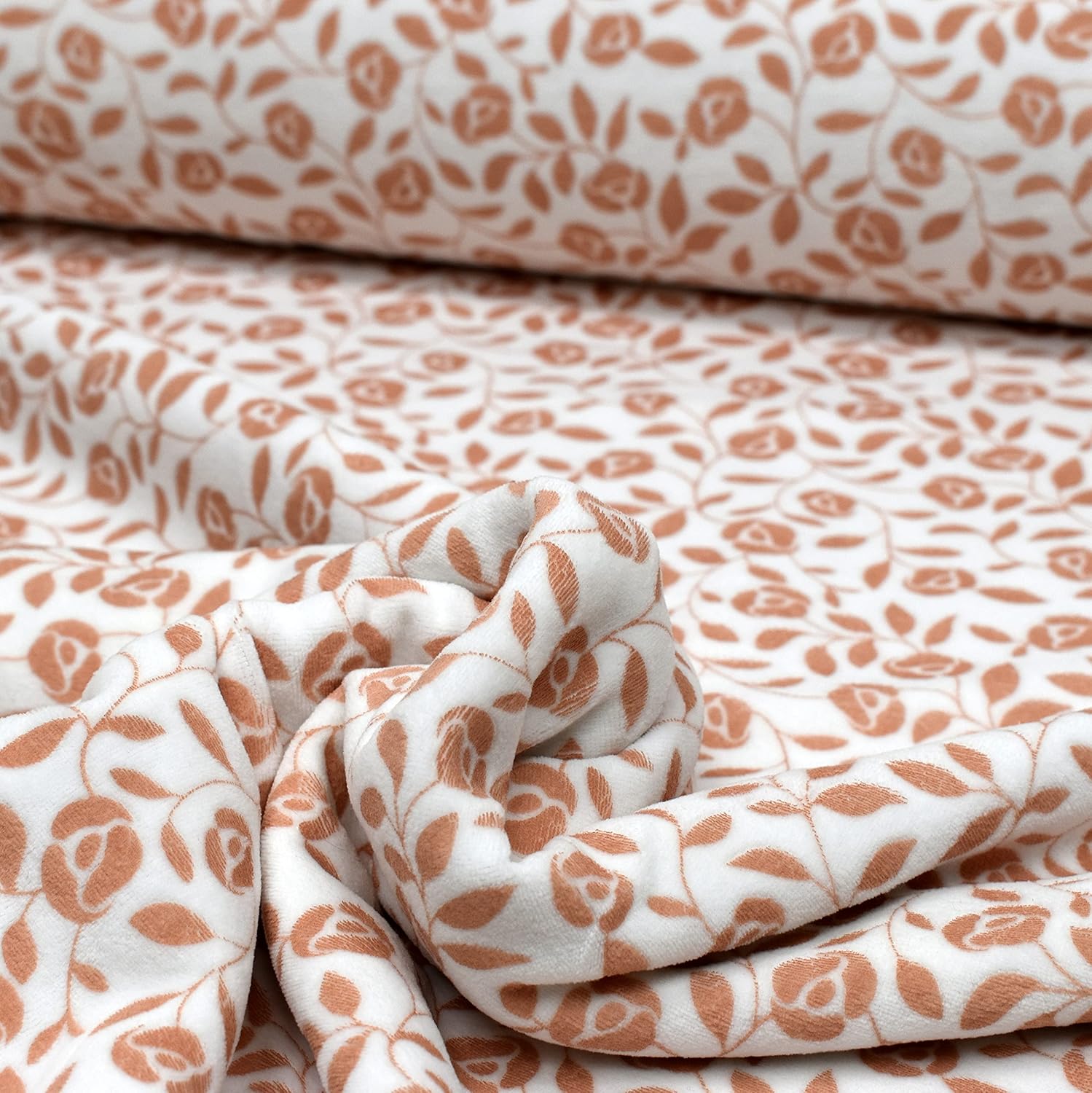 MAGAM-Stoffe Juna Nicki Kinder Stoff Oeko-Tex Meterware 50cm (Blumenranken weiß)