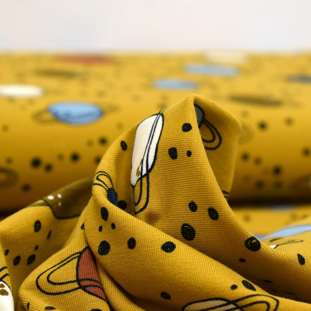 MAGAM-Stoffe Weltraum Wunder Jersey Kinder Stoff Oeko-Tex Meterware 50cm (Ocker)