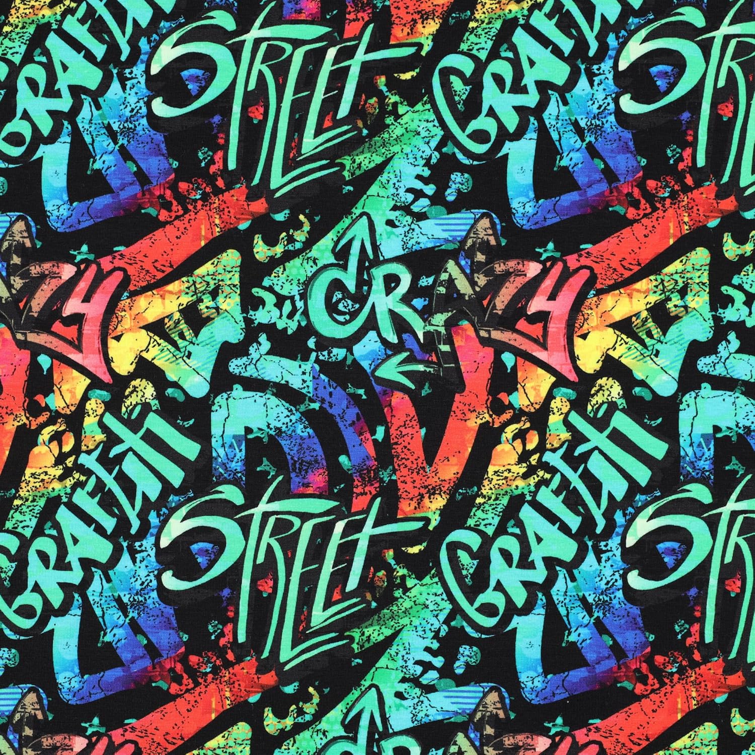 MAGAM-Stoffe Graffiti Jersey Kinder Stoff OEKO-TEX Meterware 50cm (Grün)