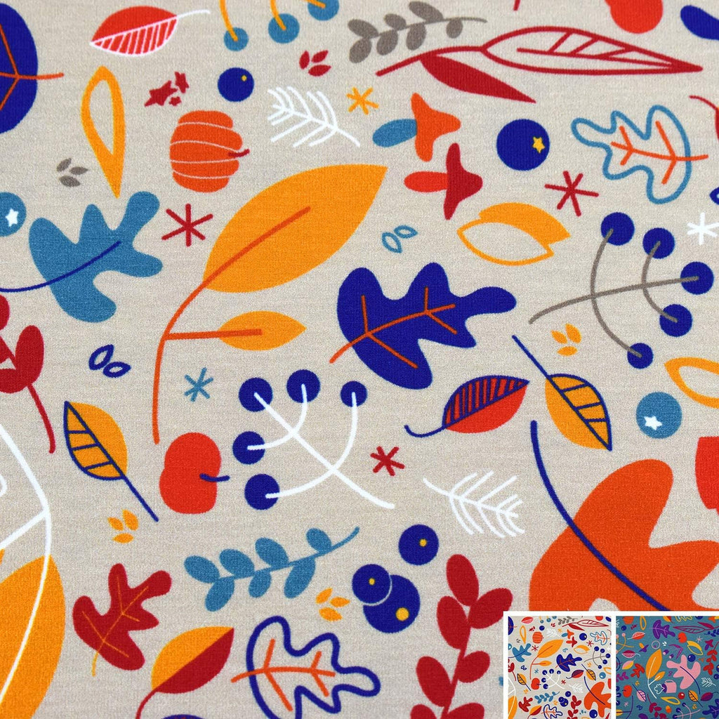 MAGAM-Stoffe Blätter-Tanz Jersey Stoff Oeko-Tex Meterware 50cm (Beige)