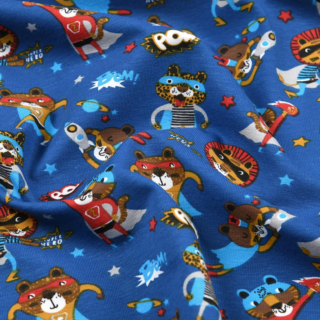 MAGAM-Stoffe Superhero Kinderstoff Oeko-Tex Meterware 50cm (Jersey blau)