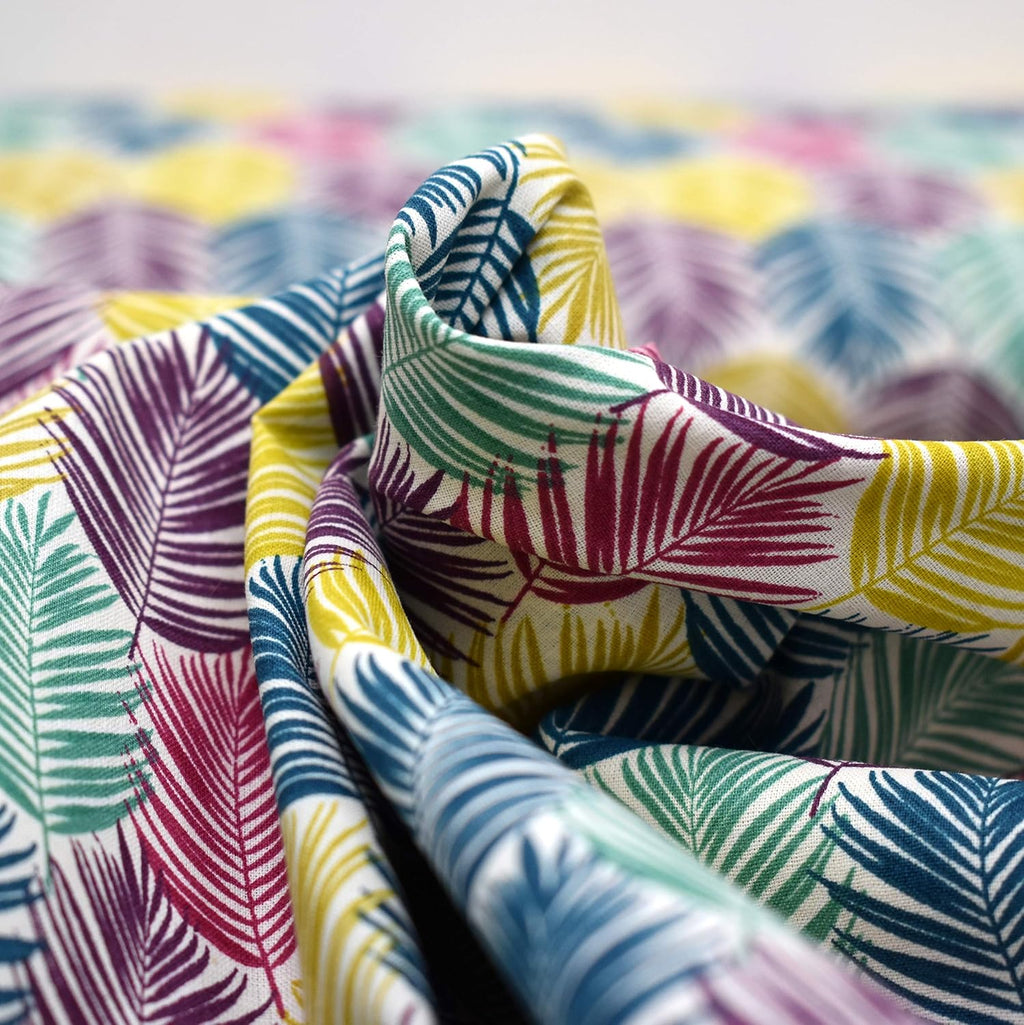 MAGAM-Stoffe Prag Bunte Blätter Baumwollstoff Oeko-Tex Meterware 50cm (Wunschzuschnitt ab 50cm)