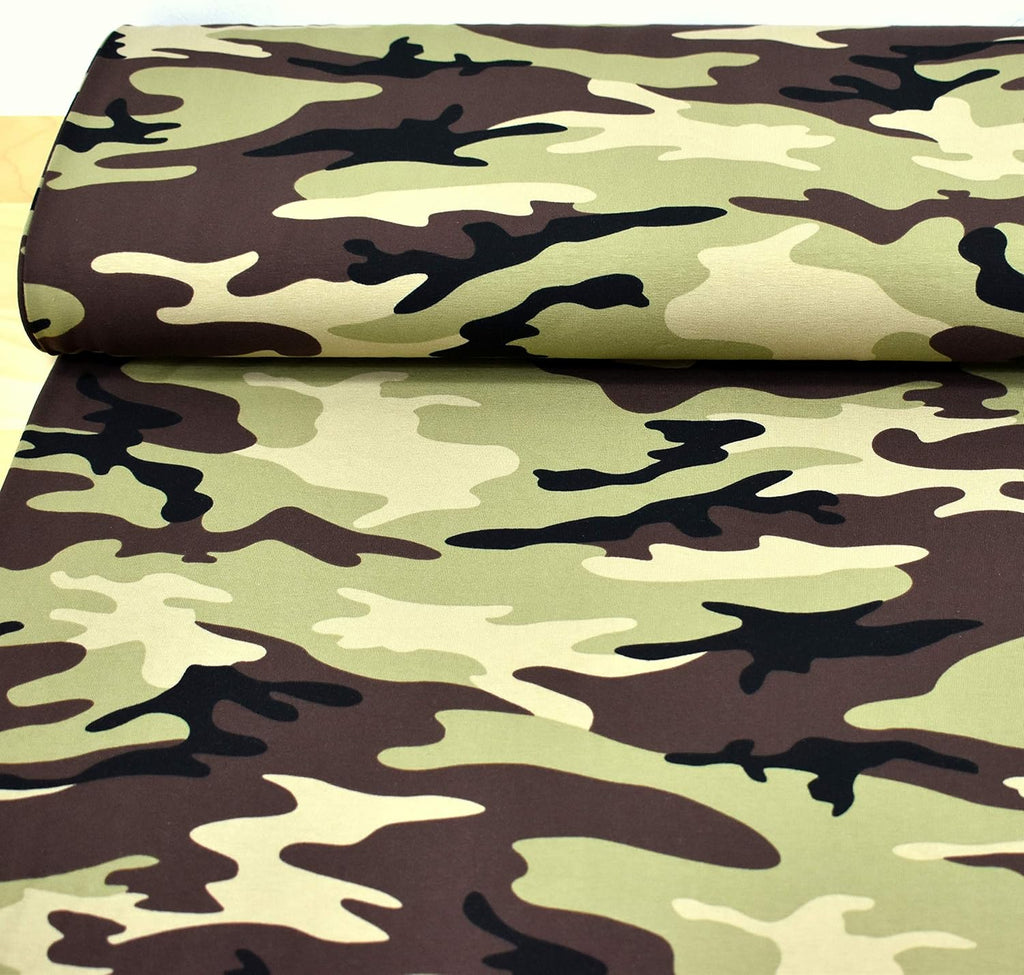 MAGAM-Stoffe Logan Camouflage Jersey Stoff Oeko-Tex Meterware 50cm (01. Grün)