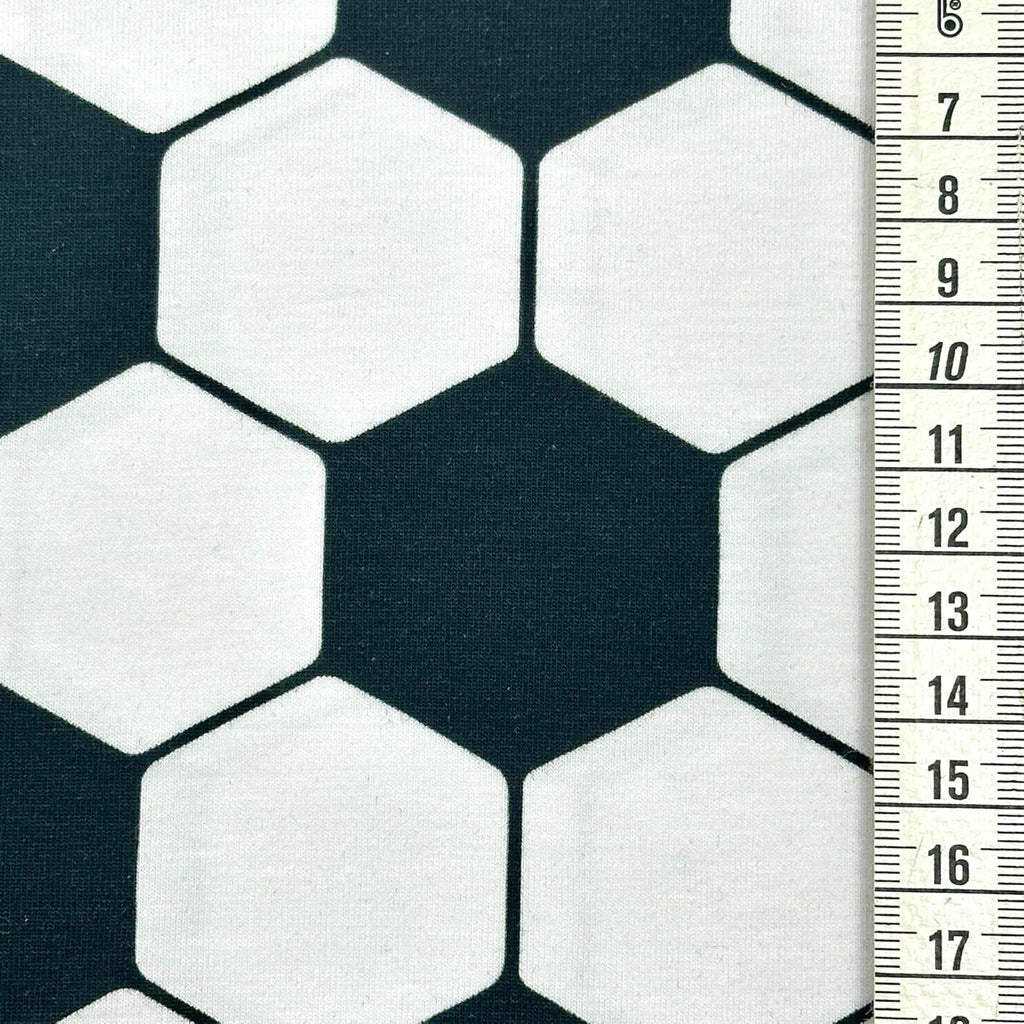 MAGAM-Stoffe Fußball Jersey Kinder Stoff OEKO-TEX Meterware 50cm (Schwarz-Weiß)