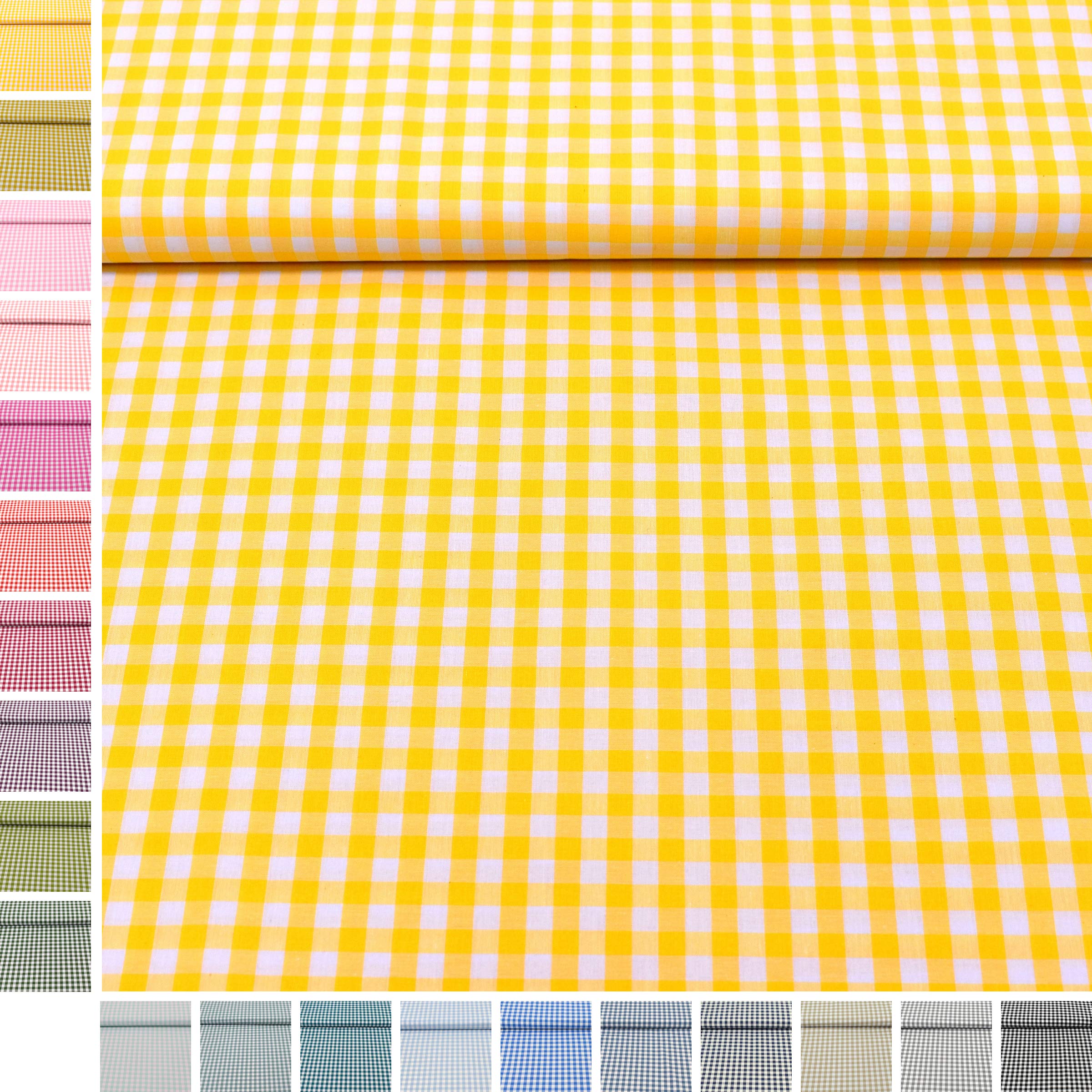 MAGAM-Stoffe Mona Vichy-Karo groß Baumwollstoff Oeko-Tex Meterware 50cm (20. Schwarz)