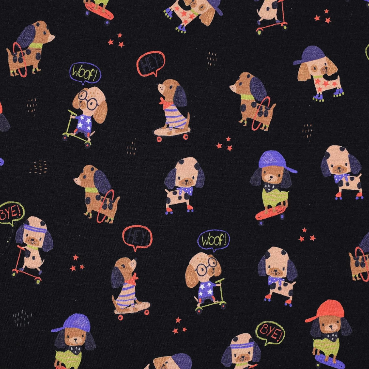 MAGAM-Stoffe Coole Hunde Jersey Baby Kinder Stoff OEKO-TEX Meterware 50cm (Navy)