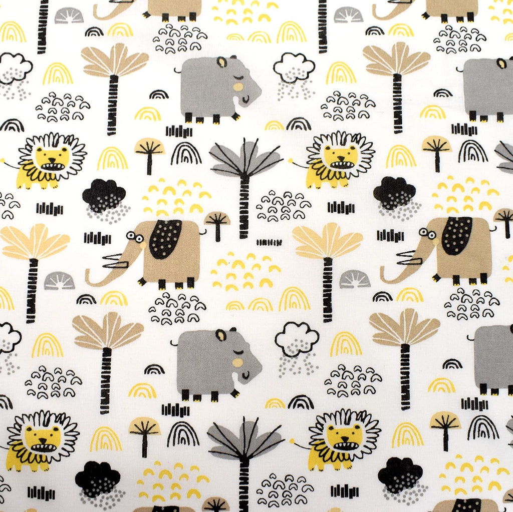 MAGAM-Stoffe Savanna Tiere Kinder Baumwollstoff Oeko-Tex Meterware 50cm (grau)