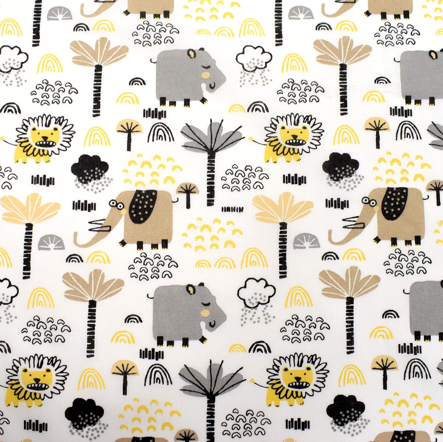 MAGAM-Stoffe Savanna Tiere Kinder Baumwollstoff Oeko-Tex Meterware 50cm (grau)