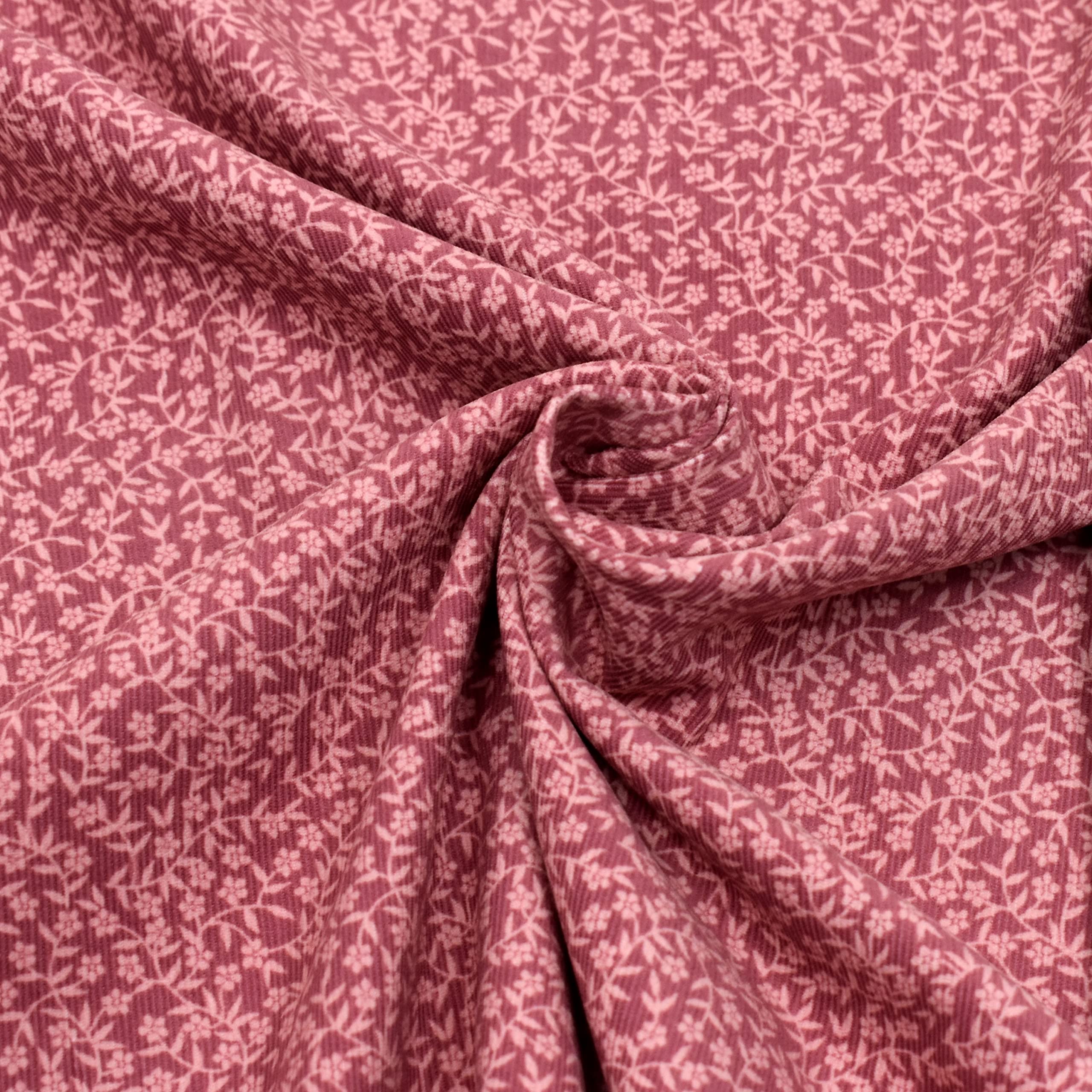 MAGAM-Stoffe Freya Babycord Feincord Stoff 100% Baumwolle Meterware 50cm (Große Blumen jeans)