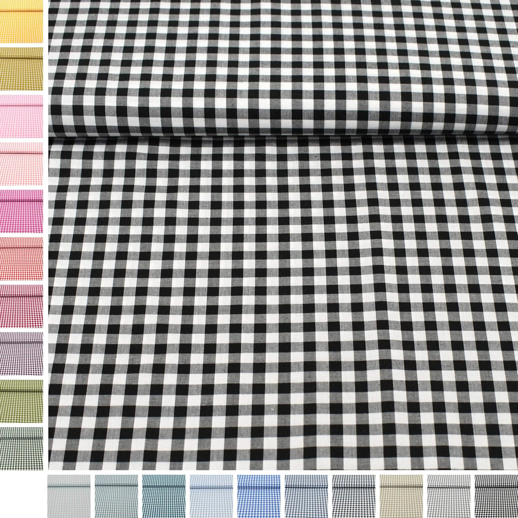 MAGAM-Stoffe Mona Vichy-Karo groß Baumwollstoff Oeko-Tex Meterware 50cm (20. Schwarz)