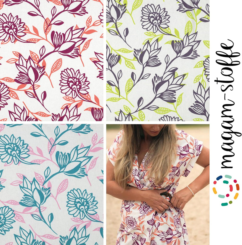 MAGAM-Stoffe Emilia Mode Stoff aus Holland Leinen Viskose Meterware ab 50cm (Rosa)