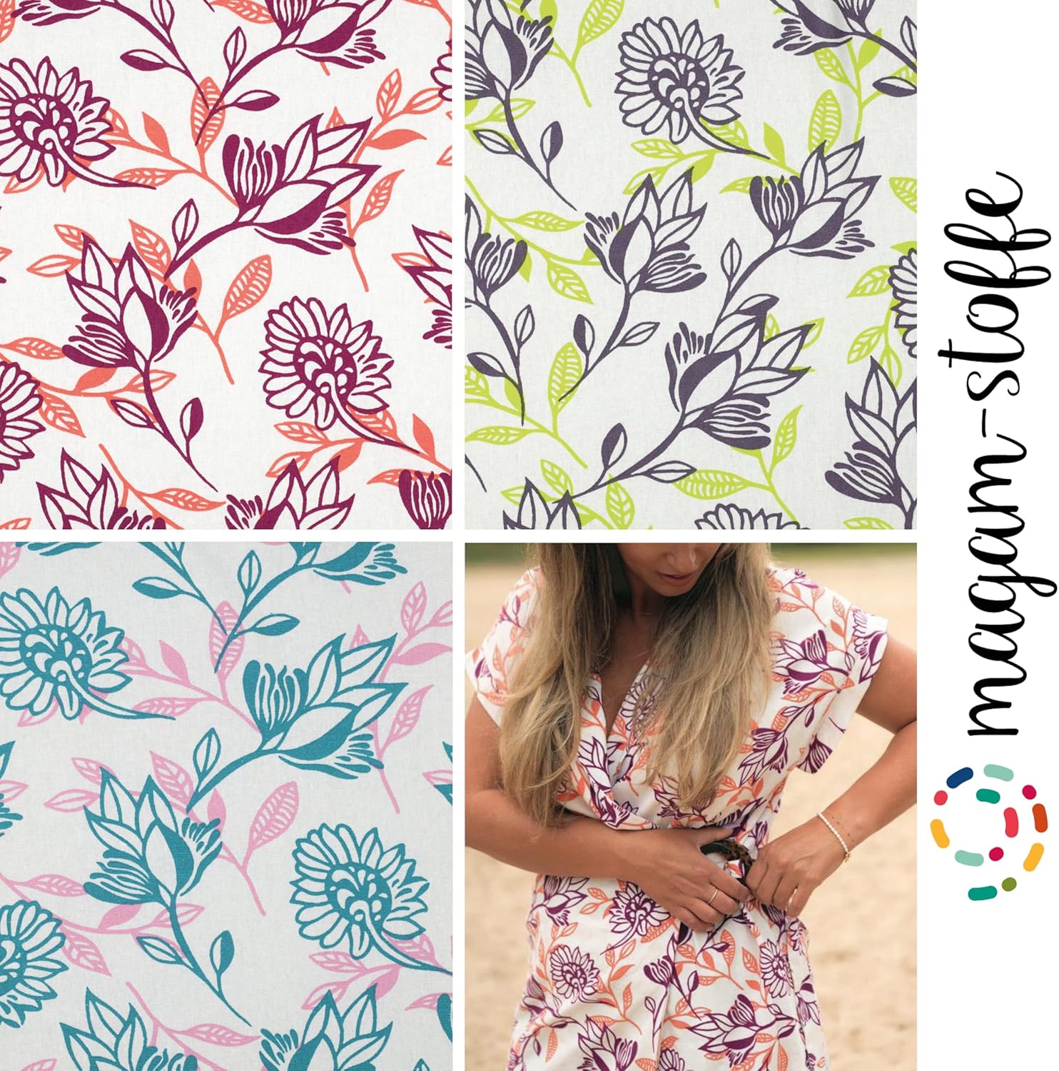 MAGAM-Stoffe Emilia Mode Stoff aus Holland Leinen Viskose Meterware ab 50cm (Rosa)