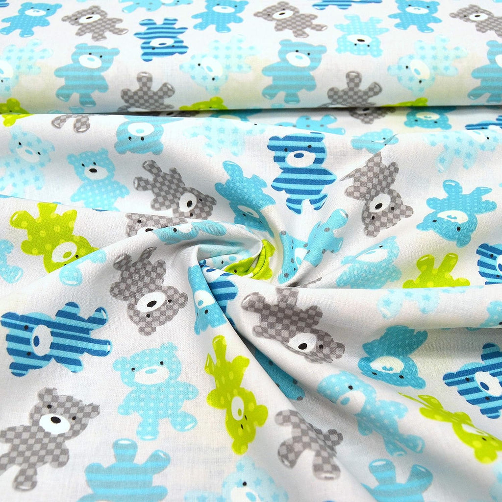 MAGAM-Stoffe Ruby Bärchen Baumwollstoff bunt Oeko-Tex Meterware 50cm (1. Grün Mint)