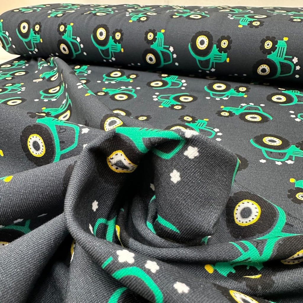 MAGAM-Stoffe Traktor Ben marine dunkelblau Jersey Stoff Oeko-Tex Meterware 50cm