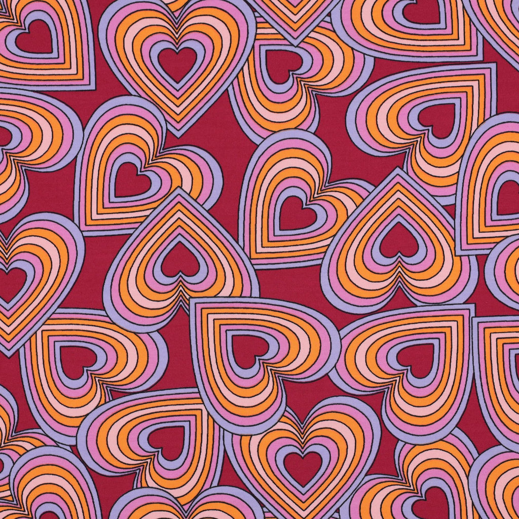 MAGAM-Stoffe Retro Herzen Kinder Jersey Stoff OEKO-TEX Meterware ab 50cm (Schwarz)