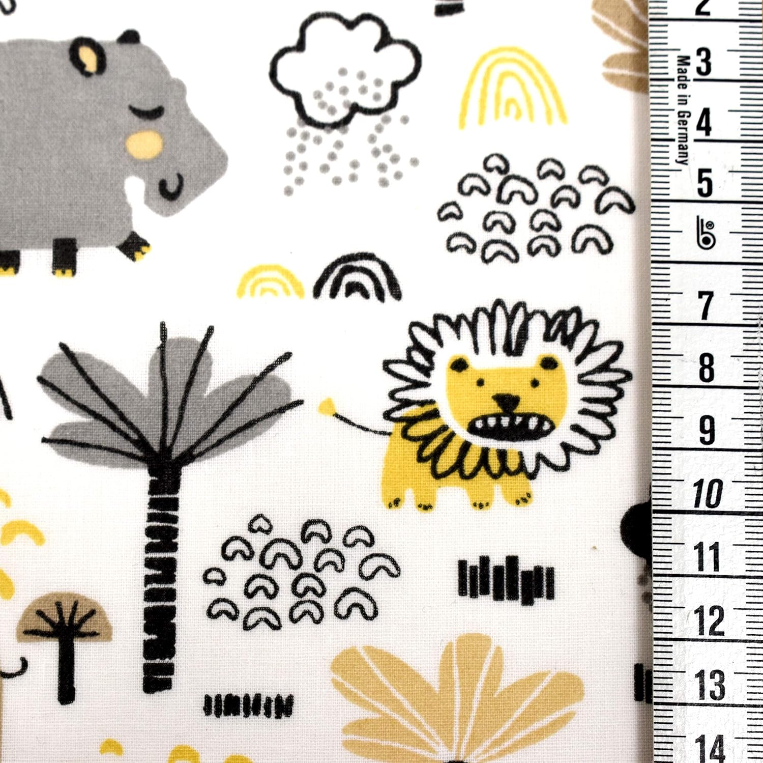 MAGAM-Stoffe Savanna Tiere Kinder Baumwollstoff Oeko-Tex Meterware 50cm (grau)