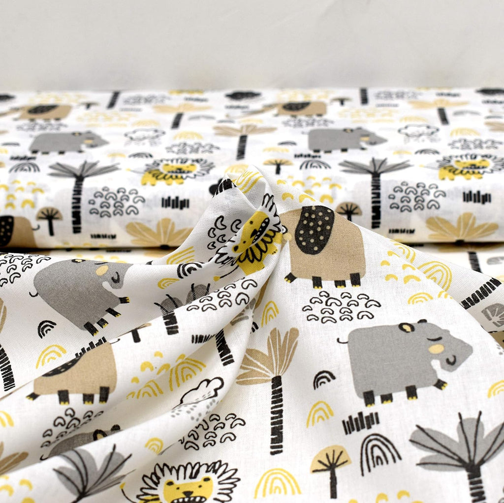 MAGAM-Stoffe Savanna Tiere Kinder Baumwollstoff Oeko-Tex Meterware 50cm (grau)